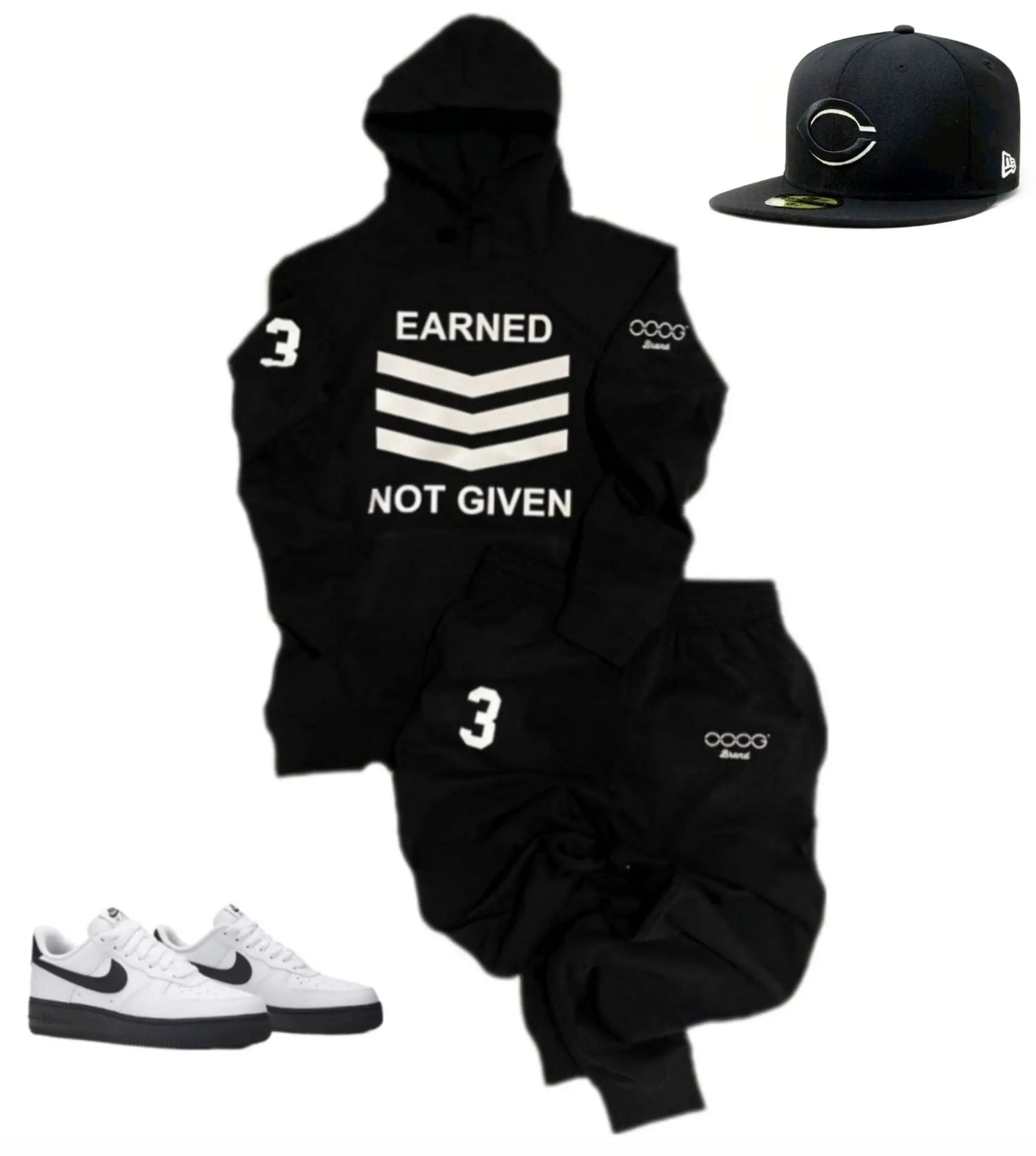 Earned Not Given Black and White Jogger Set OOOGBrand