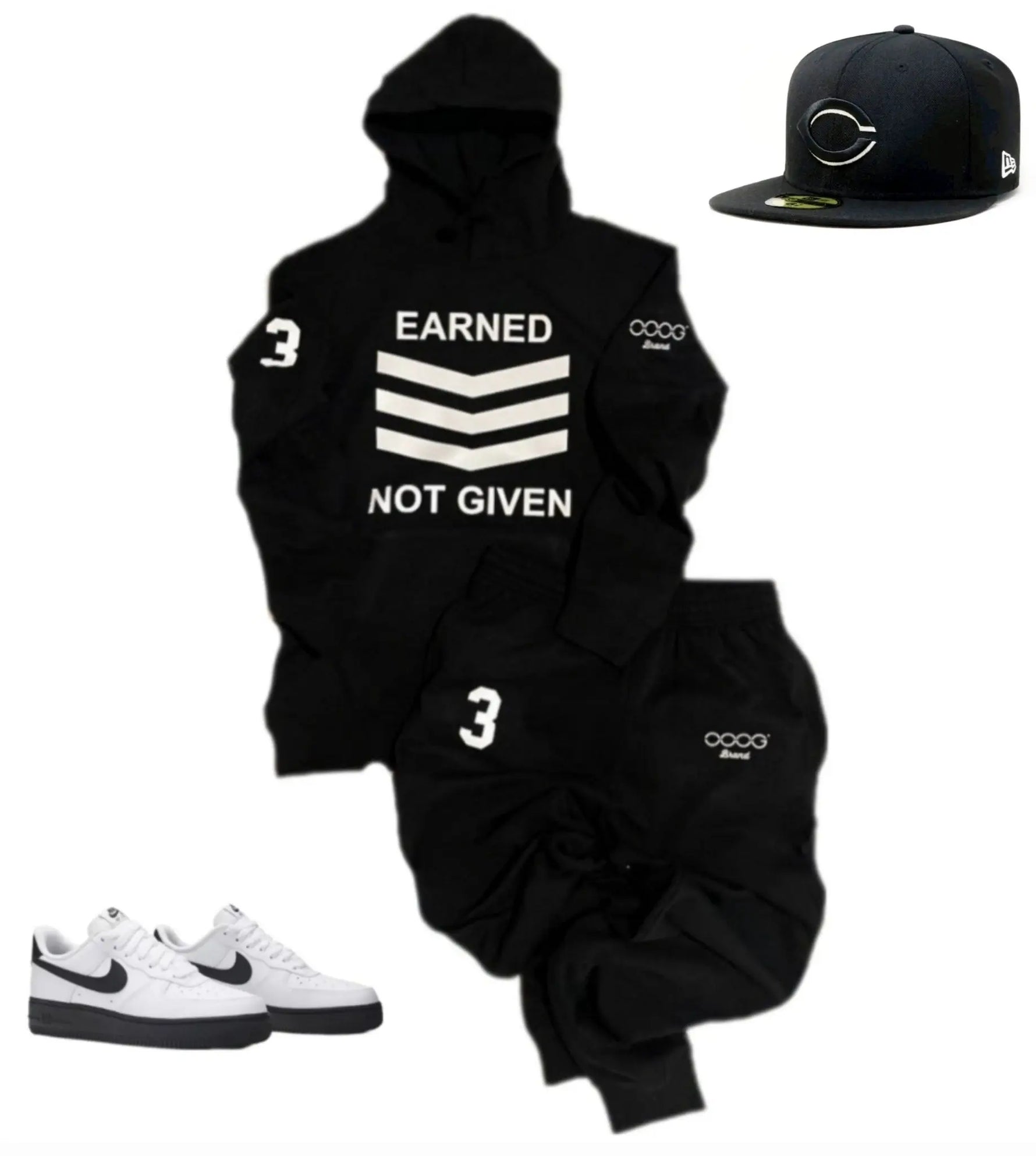 Earned Not Given Black and White Jogger Set OOOGBrand